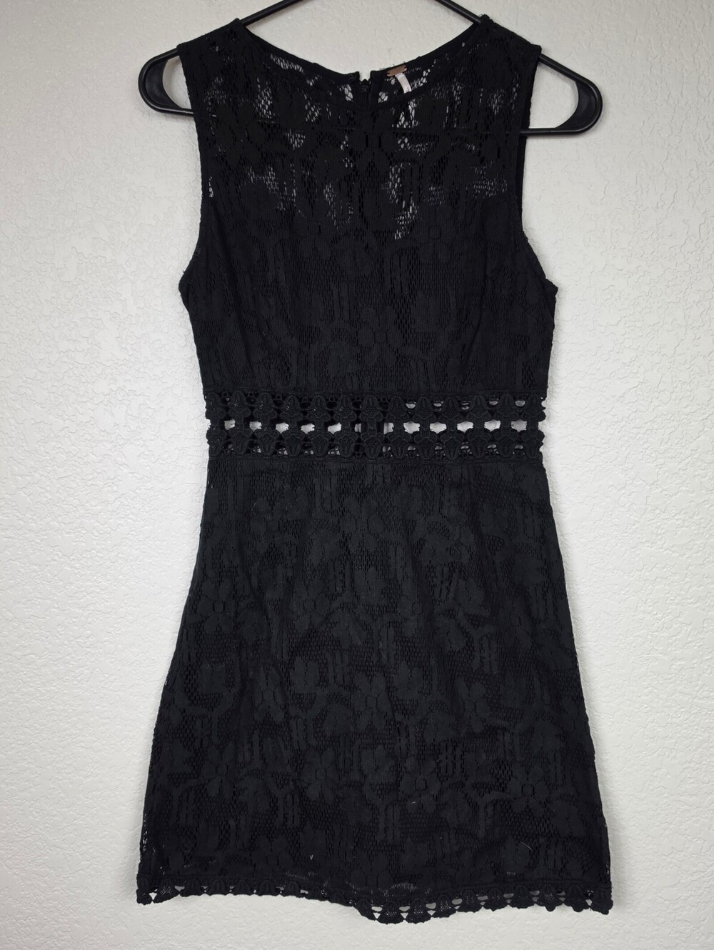 Free People Cotton Black Goth Lace Size 0 Mini Dress
